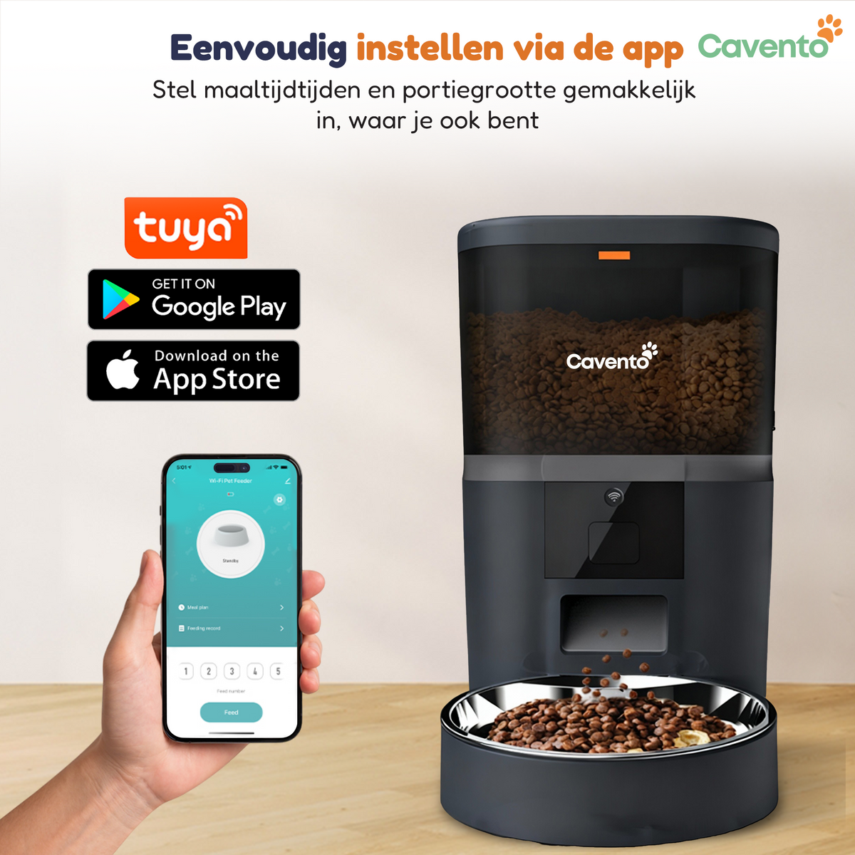 Voeren via de app