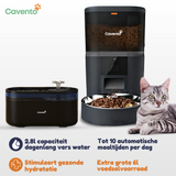 Kat bij de Cavento automatische voerbak en drinkfontein